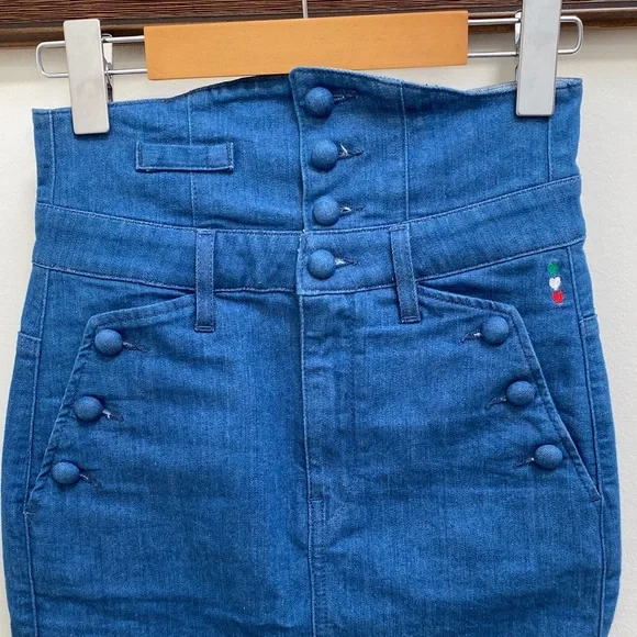 Miss Sixty Blue Buttoned Pencil Skirt - Picture 4 of 12